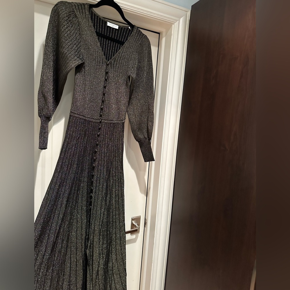 Sandro knit lurex pleated midi dress